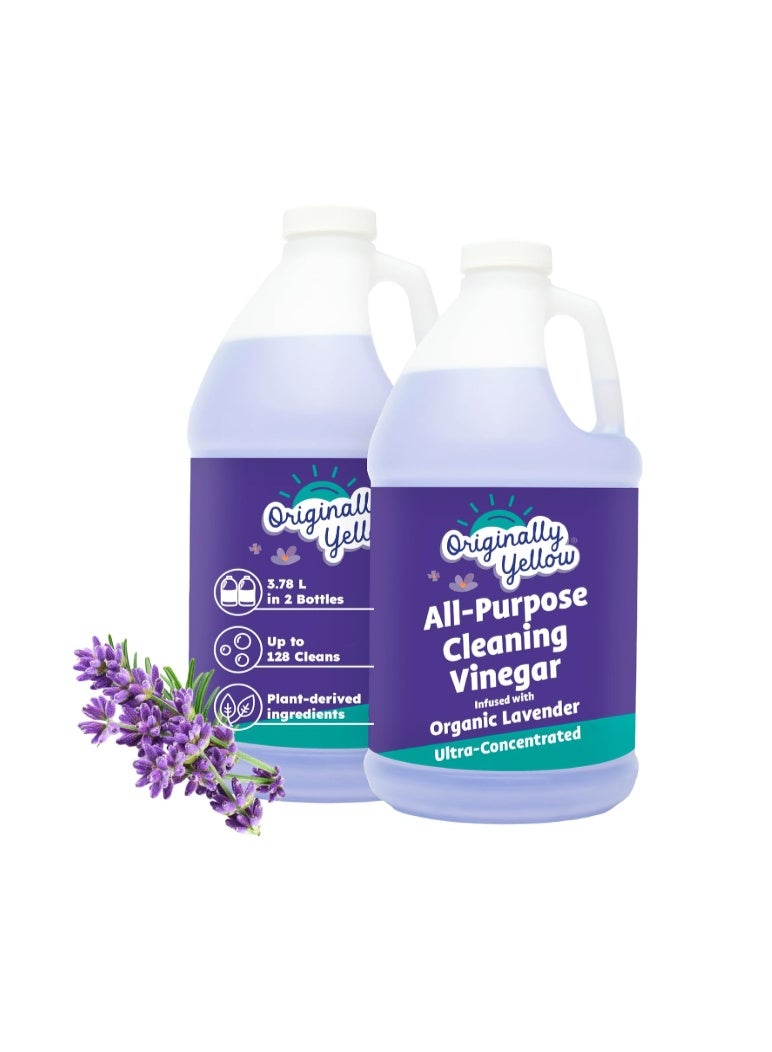 Originally Yellow Ultra-Concentrated All-Purpose Cleaning Vinegar Organic Lavender Scent 3.78L (Pack of 2) - Image 1