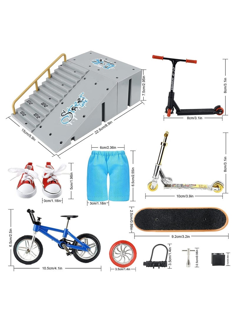 Excefore Finger Skateboard Ramp Set Mini Skate Park Kit for Finger Skateboard Bike DIY Assembly Ramp Accessories Set Movement Educational Finger Toy Children Gifts 3 Ramps 4 Skateboard Bikes and Accessories - Image 5