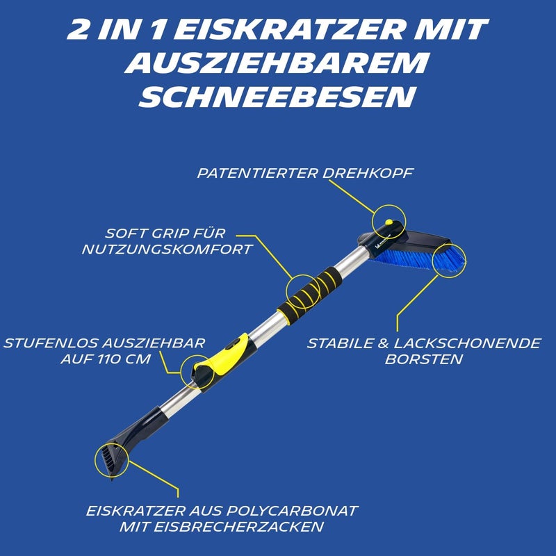 Michelin 2-in-1 ice scraper with snow brush, telescopic for the car, extendable, efficient and durable ice scraper with handy 90° rotating snow brush, highest quality - Image 2