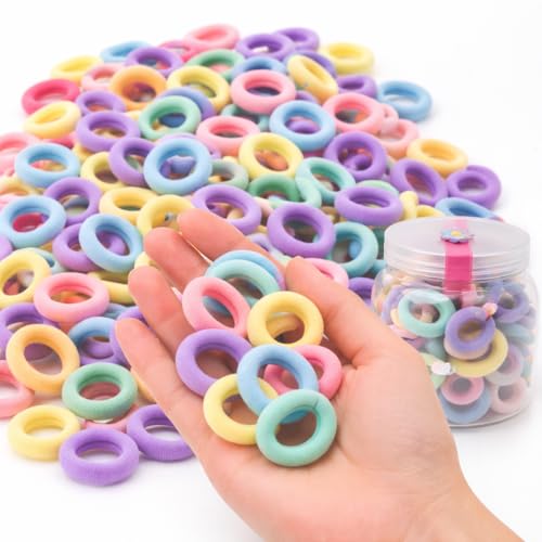 Frescorr (100 pcs) Baby Hair Ties | Soft No-Damage Premium Elastic Mini Rubber Bands for girls | Strong Stretch Ponytail Holders | Daily Use Hair Accessories | (Pastel) - Image 1
