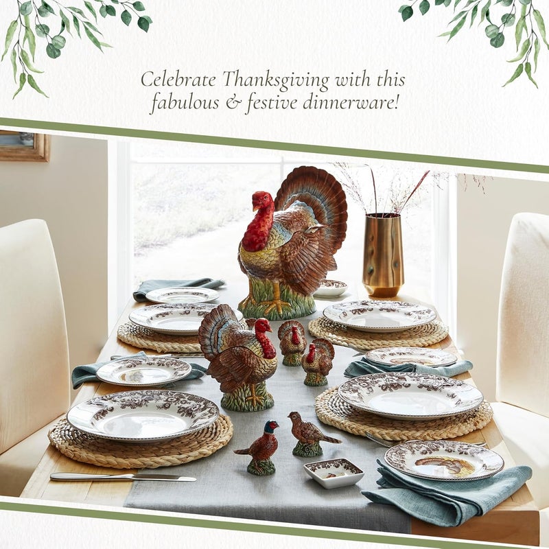 Spode 14oz Turkey-Shaped Gravy Boat with Ladle - Dolomite Thanksgiving Serveware | Large Table Centerpiece | Decorative Serving Bowl | Holiday Soup Bowl, For Thanksgiving Dinner and Festive Meals - Image 5