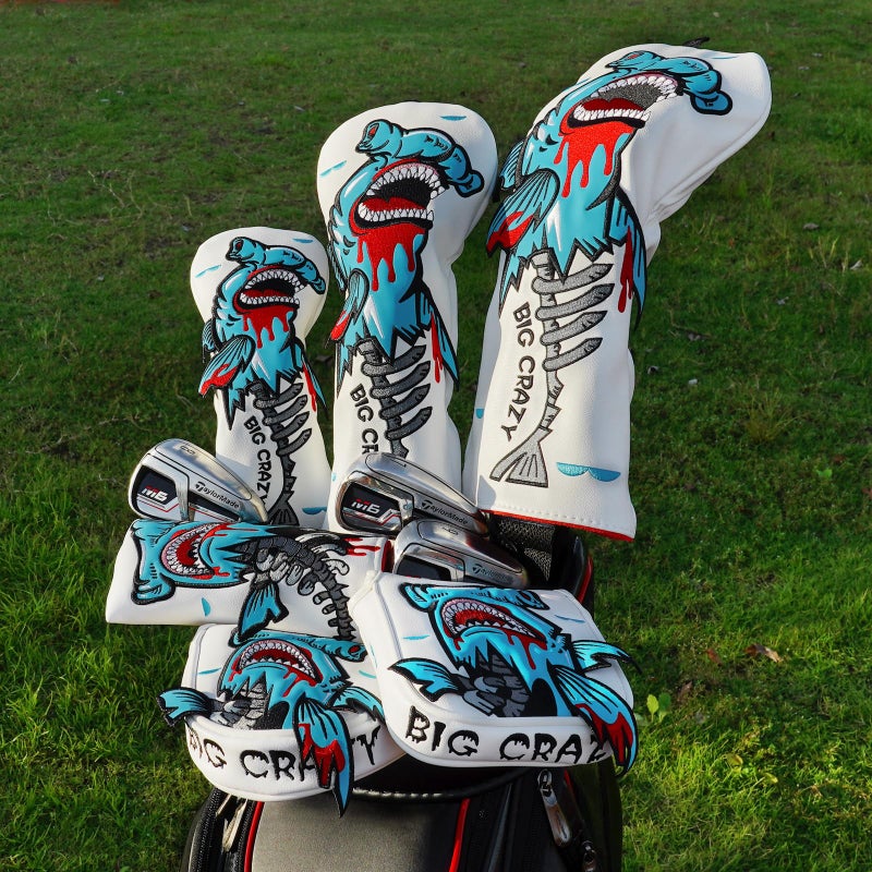 Big Crazy Golf Head Covers, Golf Club Covers Funny, Driver Headcovers, Golf Club Covers, Fairway Woods Head Covers, Hybrids Headcover, Putter Cover with Soft Lining for Golf Gift Hammerhead Sharks - Image 2
