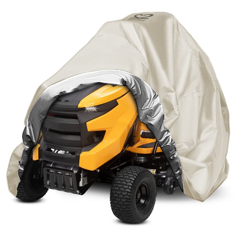 2win2buy Riding Lawn Mower Cover Heavy Duty 600D Lawnmower Covers Waterproof Outdoor Lawn Tractor Cover Tarp All Weather Ride on Mower Covers Universal Fit Decks up to 54 with Elastic Cord Storage Bag - Image 2