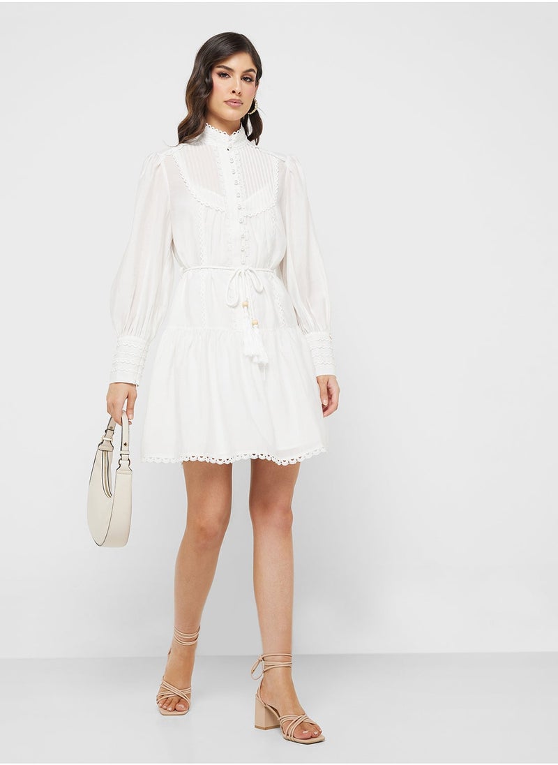 Jovonna London - Puff Sleeve Tie Detailed Dress - Image 1
