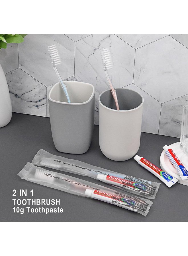 اتش كيو اس ال سوند HQSLsund 100 فرشاة أسنان للاستخدام مرة واحدة مع معجون أسنان مغلف بشكل فردي، فرش أسنان بلونين ومعجون أسنان 10 جرام، معجون أسنان بالجملة للمشردين، Airbnb، الفنادق - Image 2