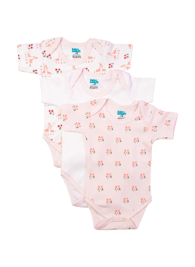 Babies Basic Printed Romper/Bodysuit For Babies - Pack Of 3, Multi Color