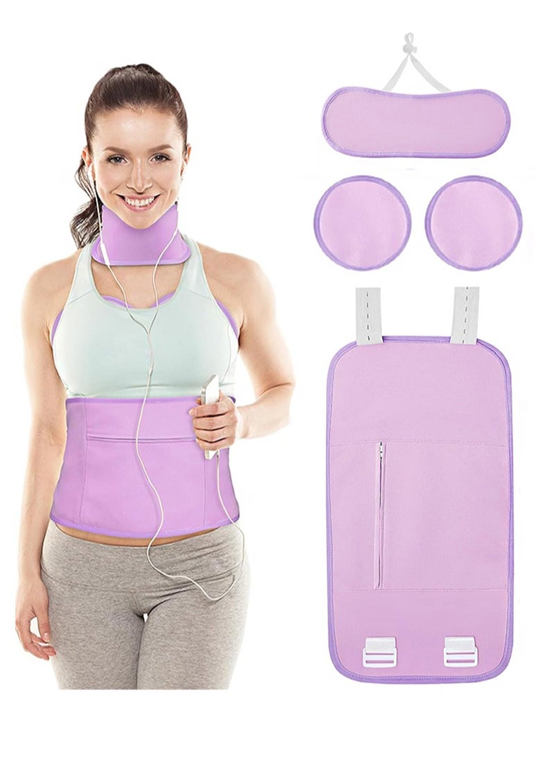 HaLunhi 4-Pack Castor Oil Pack for Chest, Neck and Abdominal Reusable Abdominal Compression Castor Oil Pack with Adjustable Elastic Strap Flannel Cotton Machine Washable Oil Spill-Proof (Violet)  - Image 1
