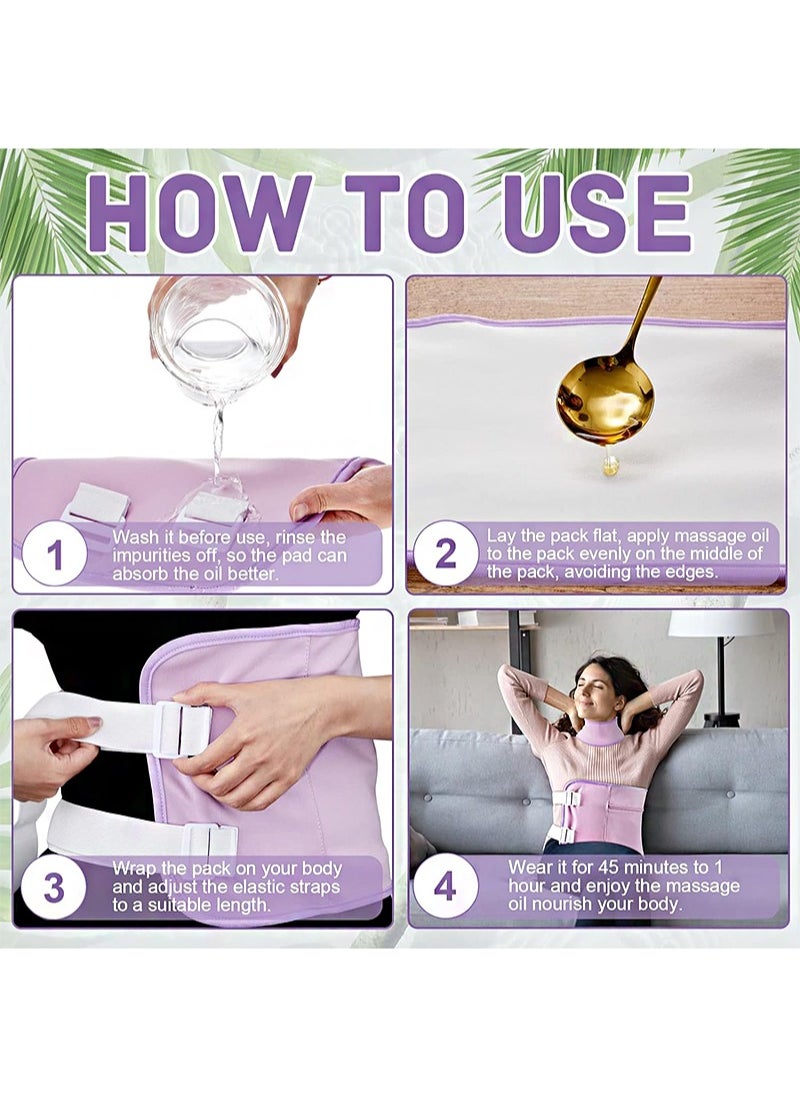HaLunhi 4-Pack Castor Oil Pack for Chest, Neck and Abdominal Reusable Abdominal Compression Castor Oil Pack with Adjustable Elastic Strap Flannel Cotton Machine Washable Oil Spill-Proof (Violet)  - Image 4