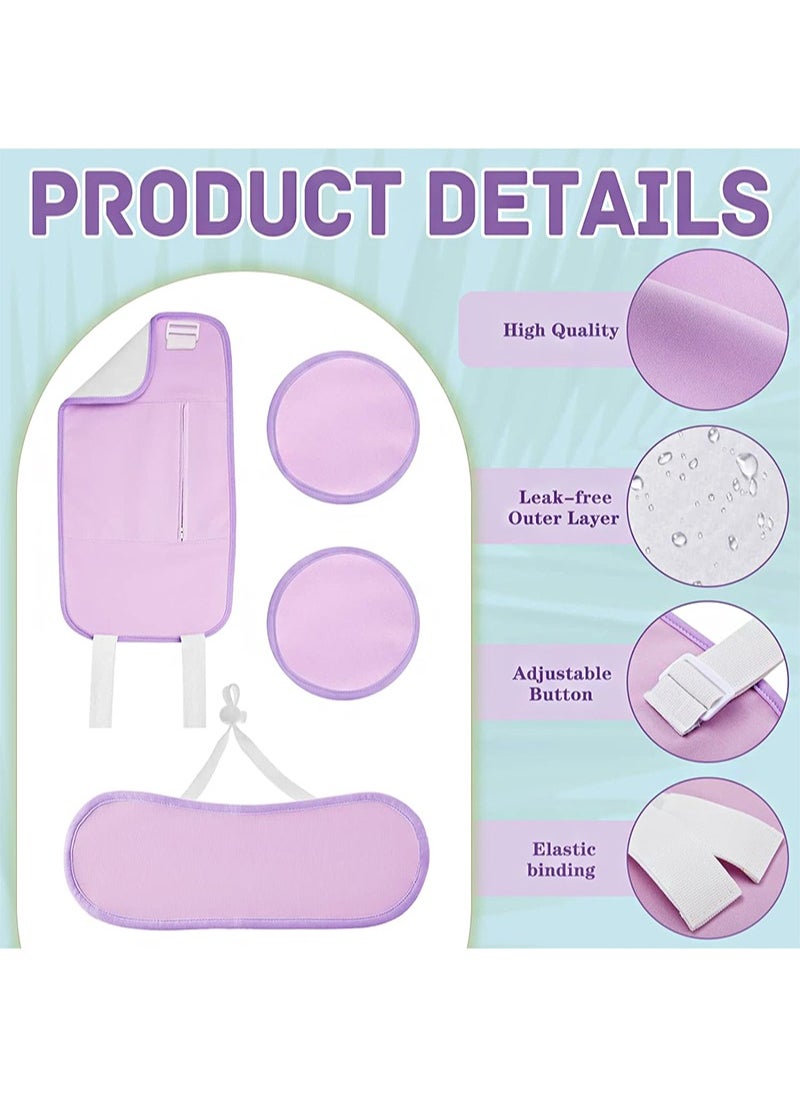 HaLunhi 4-Pack Castor Oil Pack for Chest, Neck and Abdominal Reusable Abdominal Compression Castor Oil Pack with Adjustable Elastic Strap Flannel Cotton Machine Washable Oil Spill-Proof (Violet)  - Image 3