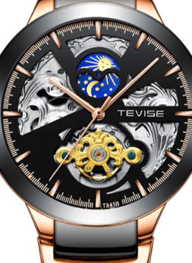 تيفيز ساعة بعقارب وسوار من الستانلس ستيل طراز T845B للرجال - Image 5