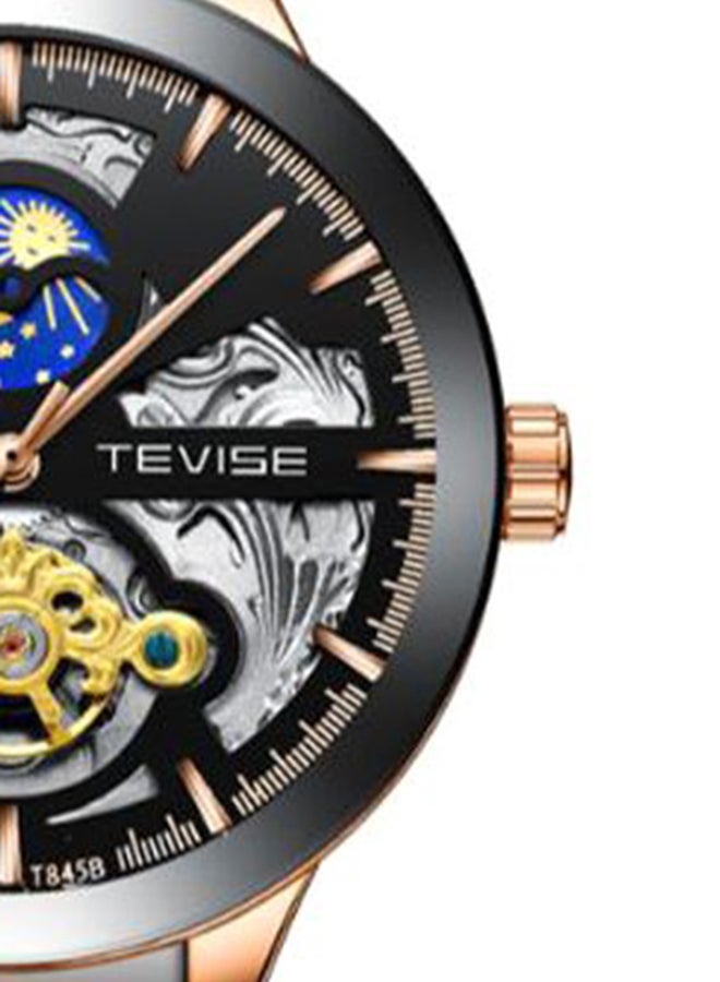 تيفيز ساعة بعقارب وسوار من الستانلس ستيل طراز T845B للرجال - Image 3