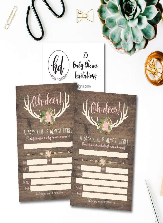 هادلي ديزاينز تصاميم هادلي لدعوات حفلات استقبال المولودة - 25 دعوة لحفلات استقبال المولودة، دعوات حفلات استقبال المولودة من Oh Deer - Image 3