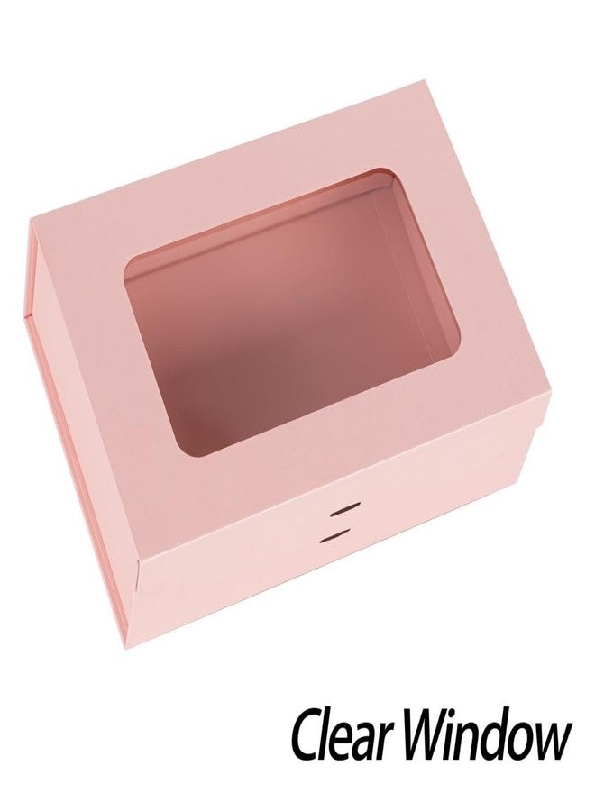 PLINJOY Pink Gift Box for Presents with Ribbon 10.8x7.5x3.5 Inches Clear Gift Box with Window Magnetic Closure Gift Boxes with Lids - Image 4