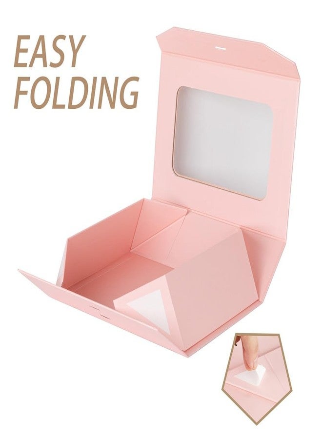 PLINJOY Pink Gift Box for Presents with Ribbon 10.8x7.5x3.5 Inches Clear Gift Box with Window Magnetic Closure Gift Boxes with Lids - Image 5