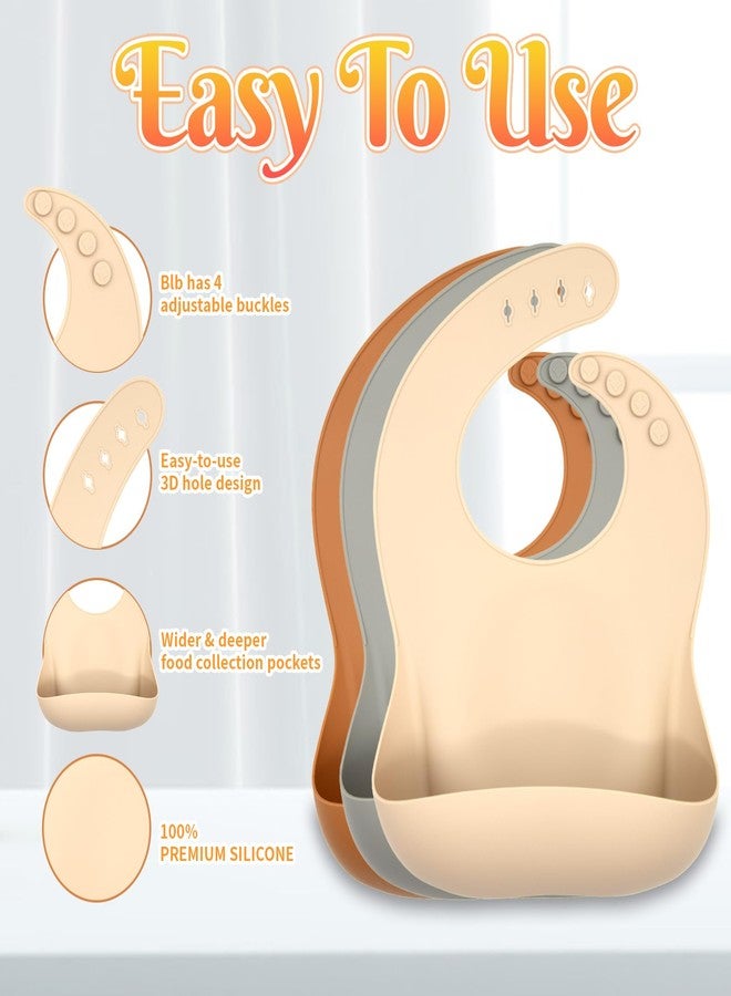 CHCC Silicone Baby Feeding Set 21 Pcs, Baby Led Weaning Supplies, Baby Feeding Supplies Set BPA Free, Essentials for Newborn Gift Walnut Color, Beige, Smoky Gray - Image 5