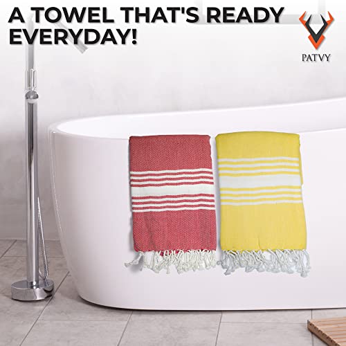 PATVY Bath Towels| Light Weight Turkish Style Bath Towels For Men Large Size Cotton|75 X 150Cm Quick Absorption &Faster Drying Bath Towel For Women| 100% Cotton (Pack Of 2, Yellow & Pink) - 90 Tc - Image 5
