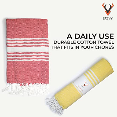 PATVY Bath Towels| Light Weight Turkish Style Bath Towels For Men Large Size Cotton|75 X 150Cm Quick Absorption &Faster Drying Bath Towel For Women| 100% Cotton (Pack Of 2, Yellow & Pink) - 90 Tc - Image 3