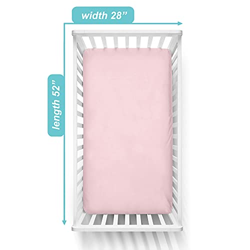 TL Care شريحة سرير مريحة TL Care مقاس 28" × 52"، قطن جيرسي ناعم وقابل للتنفس، وردي، للأولاد والبنات، تناسب مراتب سرير الأطفال وسرير الأطفال الصغار - Image 2