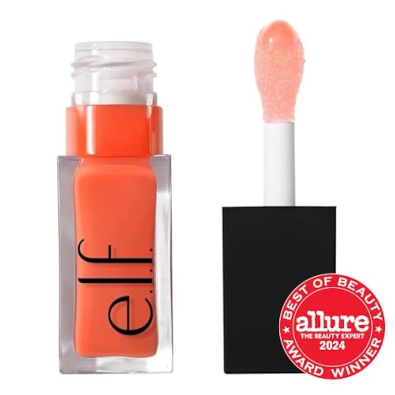 elf e.l.f. Glow Reviver Lip Oil, Nourishing Tinted Lip Oil For A High-Shine Finish, Infused With Jojoba Oil, Vegan & Cruelty-Free, Coral Fixation - Image 2