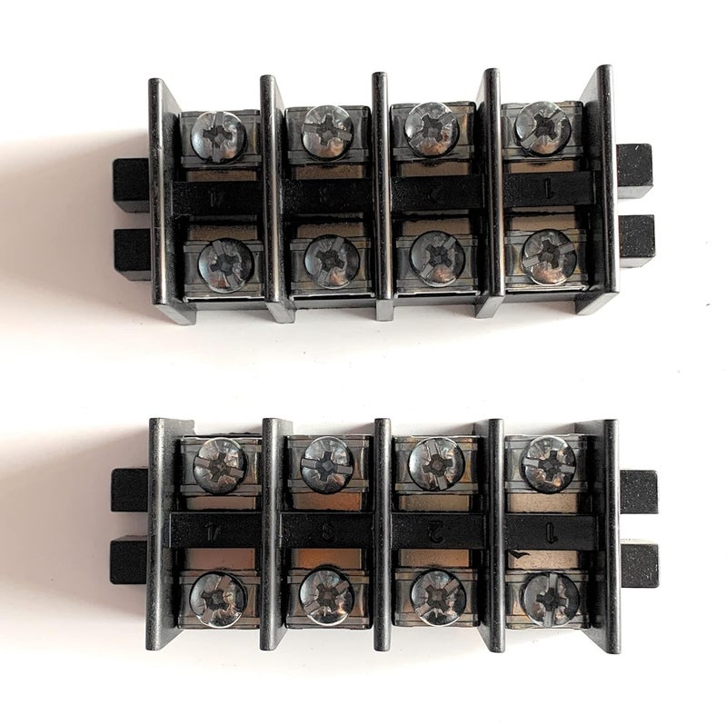 Litost Litost Control Panel 4 Way 60A 500V AC Bakelite Connector Strip Terminal Blocks High Temp Bakelite Strip Open Type Connectors Pack of 2  - Image 1