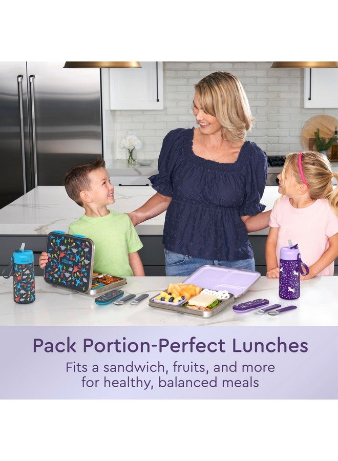 Bentgo Bentgo® Kids Stainless Steel Prints Leak-Resistant Lunch Box - New Improved 2022 Bento-Style with Updated Latches, 3 Compartments & Bonus Container - Eco-Friendly, Dishwasher Safe, BPA-Free (Unicorn)  - Image 4