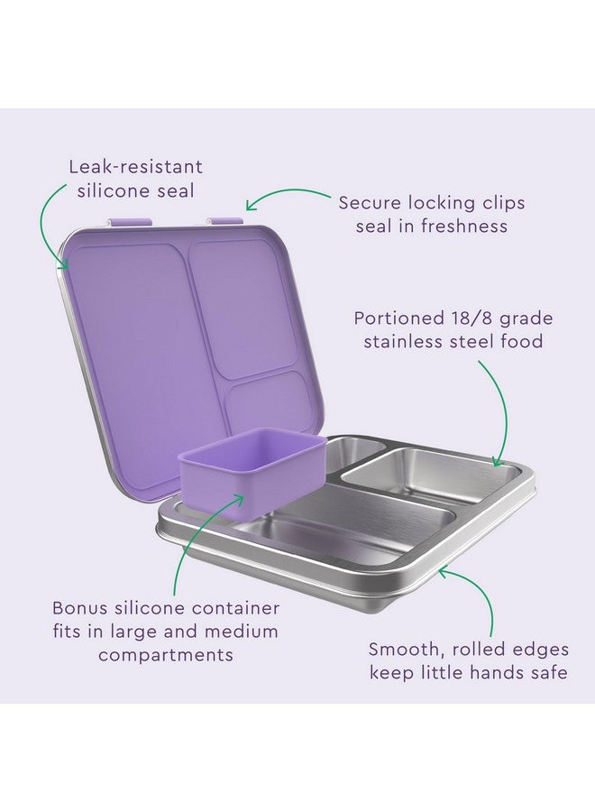 Bentgo Bentgo® Kids Stainless Steel Prints Leak-Resistant Lunch Box - New Improved 2022 Bento-Style with Updated Latches, 3 Compartments & Bonus Container - Eco-Friendly, Dishwasher Safe, BPA-Free (Unicorn)  - Image 5