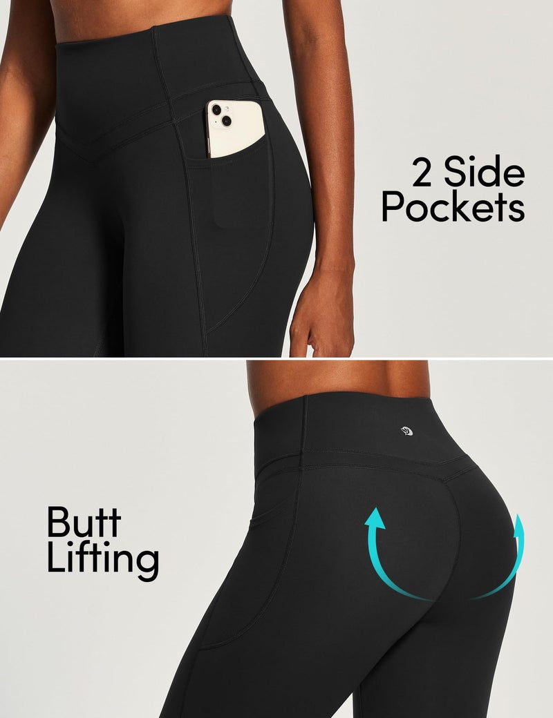 IUGA Capri Leggings for Women Tummy Control Compression Leggings Workout High Waist Athletic Yoga Pants with Pockets Black - Image 2