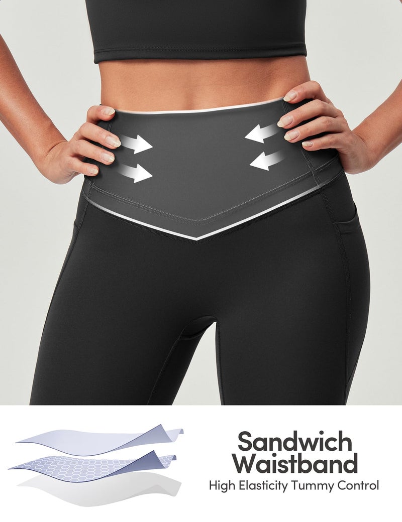 IUGA Capri Leggings for Women Tummy Control Compression Leggings Workout High Waist Athletic Yoga Pants with Pockets Black - Image 5