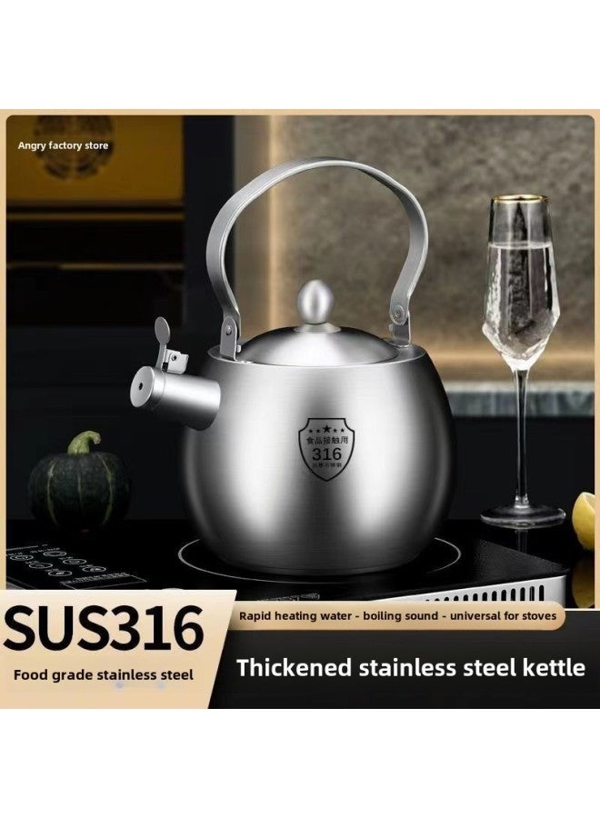 Kettle 316 Stainless Steel Food Grade Household Large Capacity Outdoor Gas Stove Induction Cooker Fire Whistle Kettle-Color:*~*316 Food Grade 6 Liter Short Mouth [free Silicone Anti-scald Pad]*~*-Capacity:*~*default*~* - Image 3