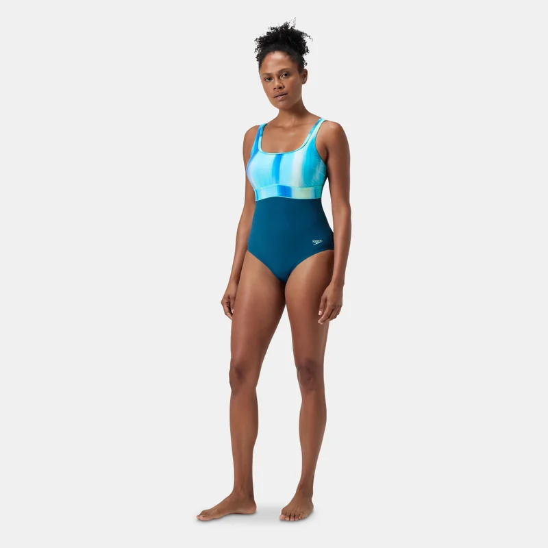 speedo Women's Shaping Printed Contour Eclipse One-Piece Swimsuit