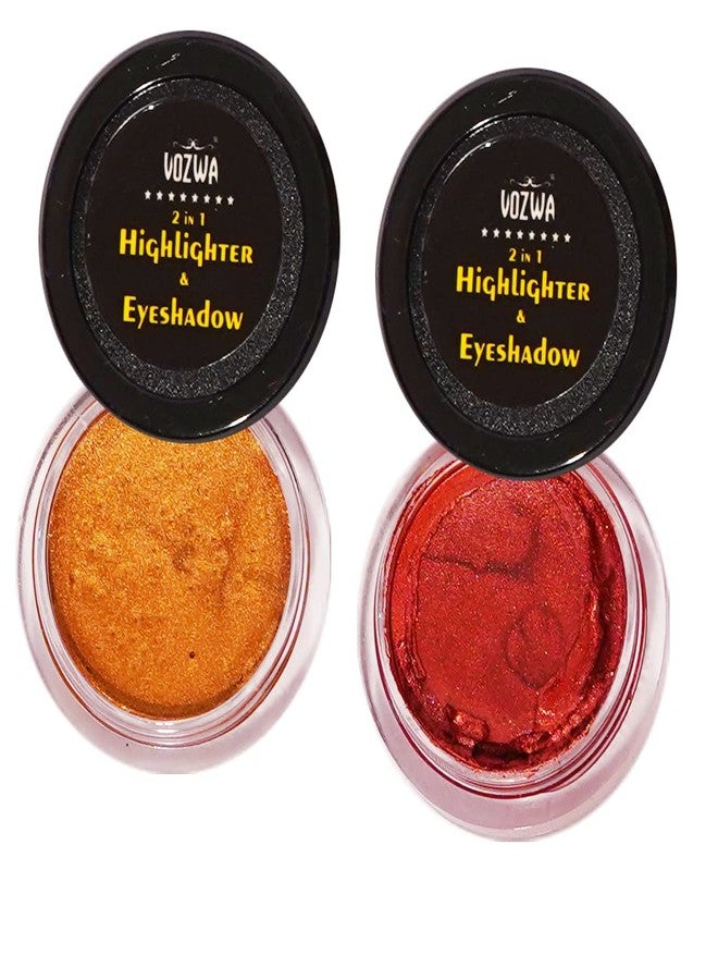 Vozwa 2 in 1 Highlighter & Eyeshadow For Face Makeup Shining (Copper + Marron) - Image 1