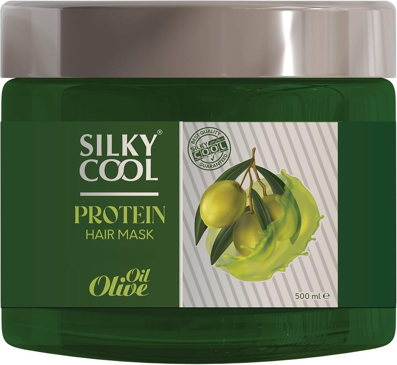 Silky Cool Protein Mask 500ml With Natural Olive Oil Extract - Anti Hair Loss Treatment - Image 1
