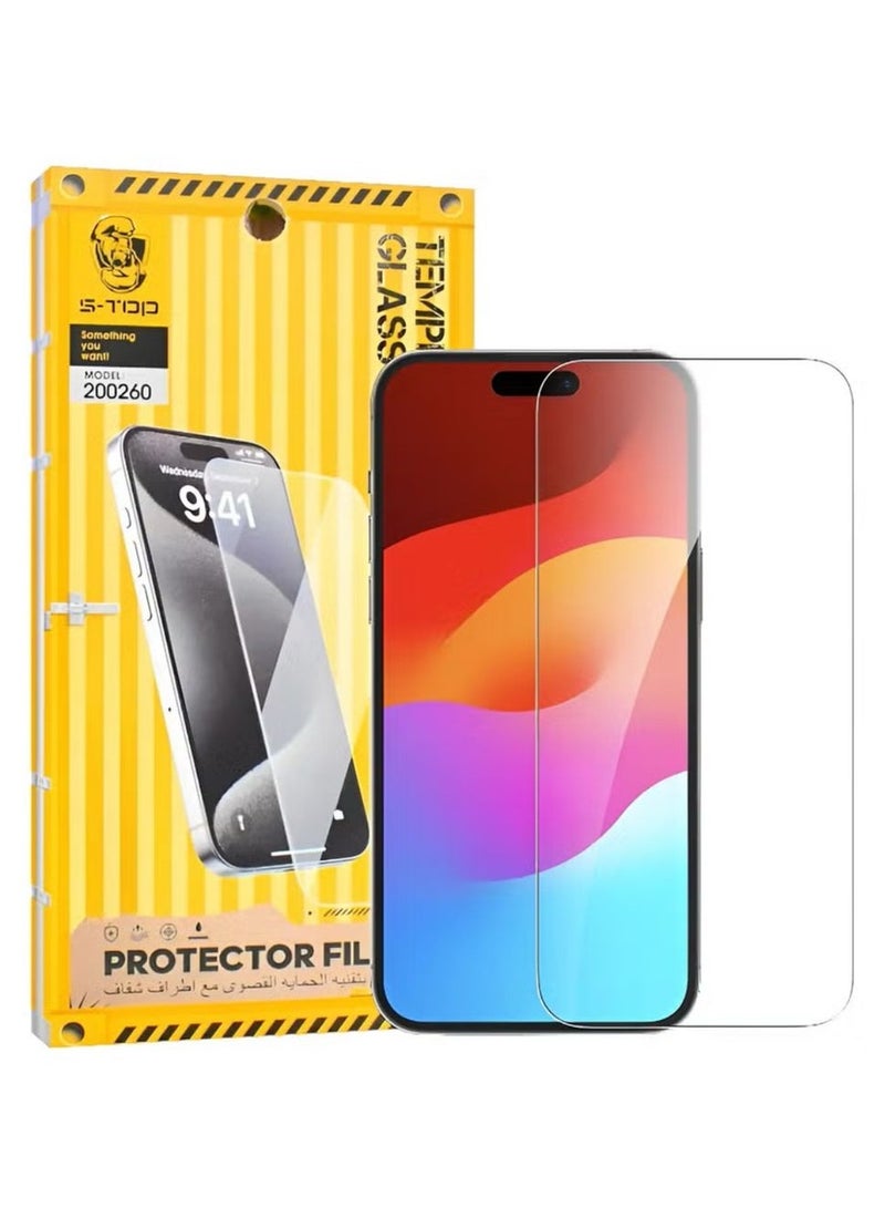 اس-توب شاشة حماية لموبايل ايفون 15 برو (iPhone 15 Pro) طبقة من الزجاج المقوى بدون حواف سوداء, حماية كاملة لشاشة هاتفك ضد الكسر و التوهج من S-TOP - Image 1
