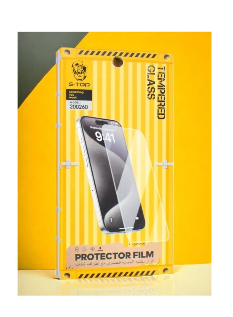 اس-توب شاشة حماية لموبايل ايفون 15 برو (iPhone 15 Pro) طبقة من الزجاج المقوى بدون حواف سوداء, حماية كاملة لشاشة هاتفك ضد الكسر و التوهج من S-TOP - Image 4