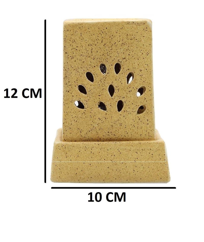 Mkd2 Rise Ceramic Electric Aroma Diffuser Oil Burner I Aroma Burner Oil Diffuser Lamp for Home Fragrance, Square (Small, Brown Dotted) - Image 4