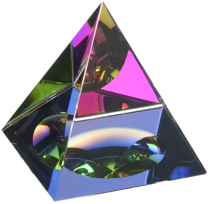 Amlong Crystal Iridescent Pyramid - Rainbow Colors 3.5 Inches Tall with Gift Box - Image 1