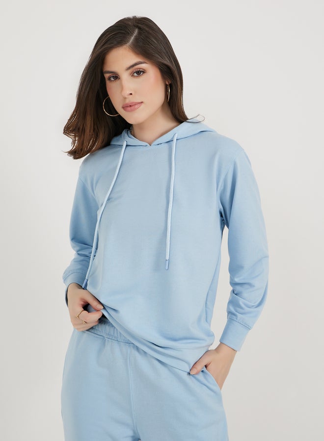 Styli Solid Regular Fit Hoodie and Joggers with Drawstring Co-Ords - Image 3