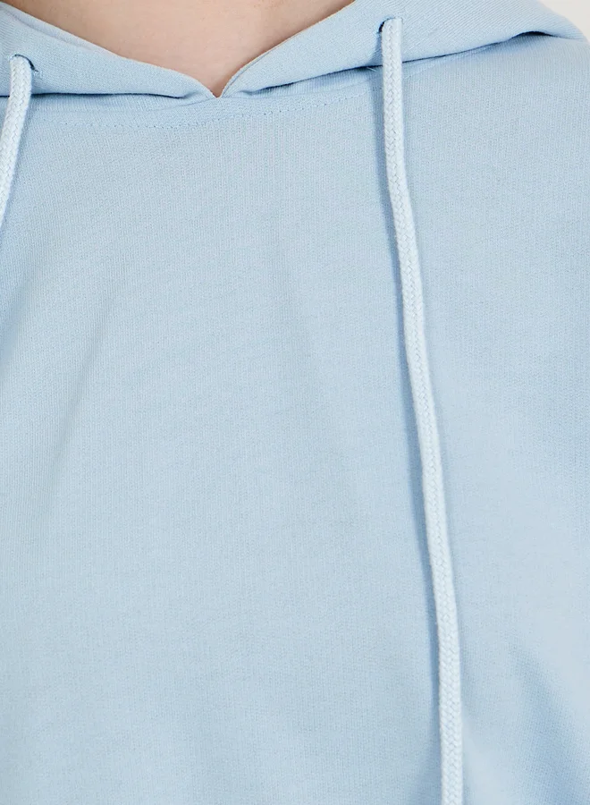 Styli Solid Regular Fit Hoodie and Joggers with Drawstring Co-Ords