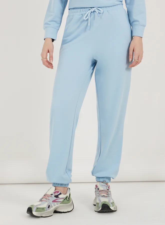 Styli Solid Regular Fit Hoodie and Joggers with Drawstring Co-Ords
