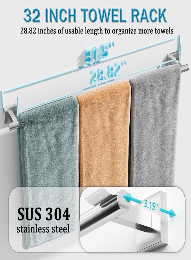 Alise 32 Inch Bathroom Towel Bar SUS304 Stainless Steel Towel Racks for Bathroom, Wall Mounted Towel Rack Heavy Duty Hand Towel Holder Brushed Nickel Single Towel Bar - Image 2