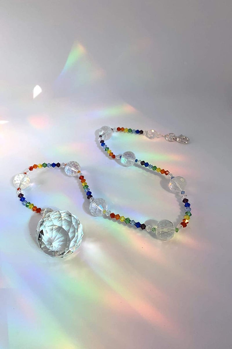 Light Wave Beautiful Sparkling Crystal Rainbow Sun-Catcher Ball Prism Pendant Hanging, Window, Garden, Balcony Hanging Ornament, Car Hanging (Model 26) - Image 1