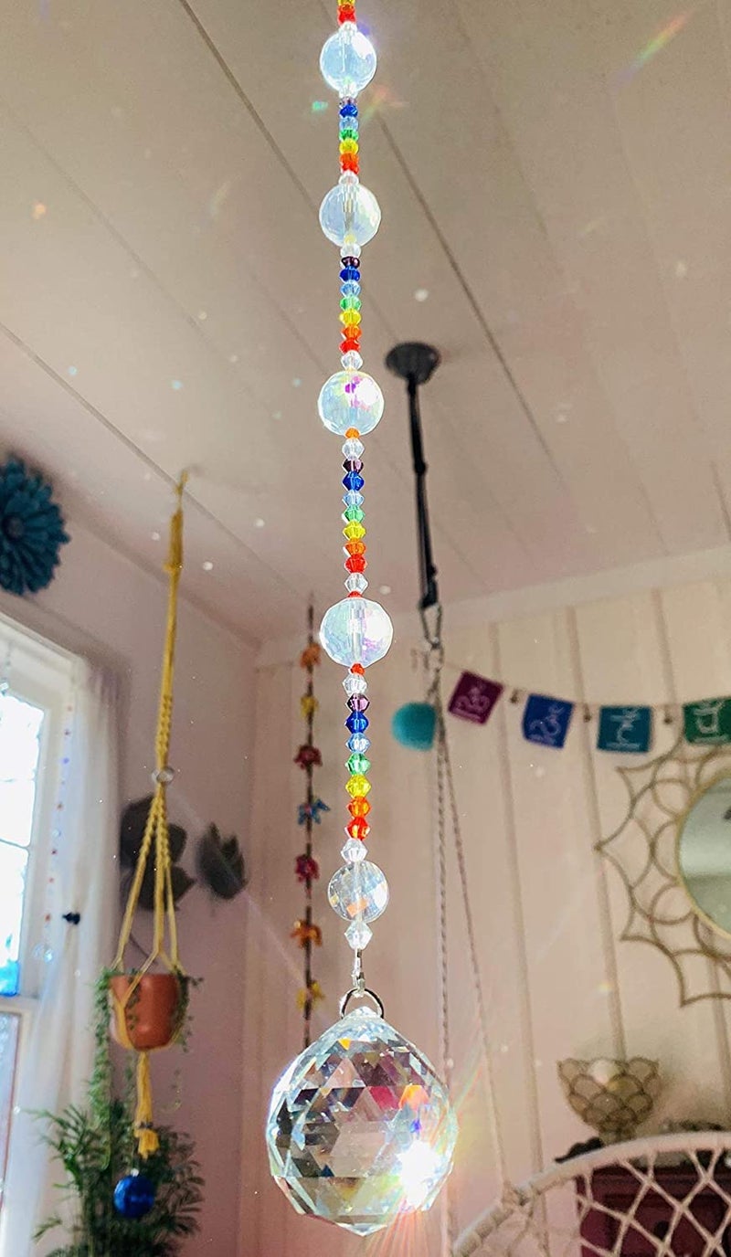 Light Wave Beautiful Sparkling Crystal Rainbow Sun-Catcher Ball Prism Pendant Hanging, Window, Garden, Balcony Hanging Ornament, Car Hanging (Model 26) - Image 3