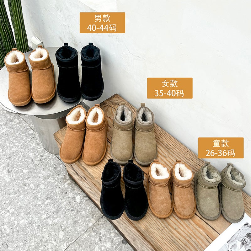 Zhou Dongyu Thickened Wool Snow Boots Cowhide Parent-Child Warm Cotton Shoes Anti-Slip Couple'S Northeast Short Boots - Image 2