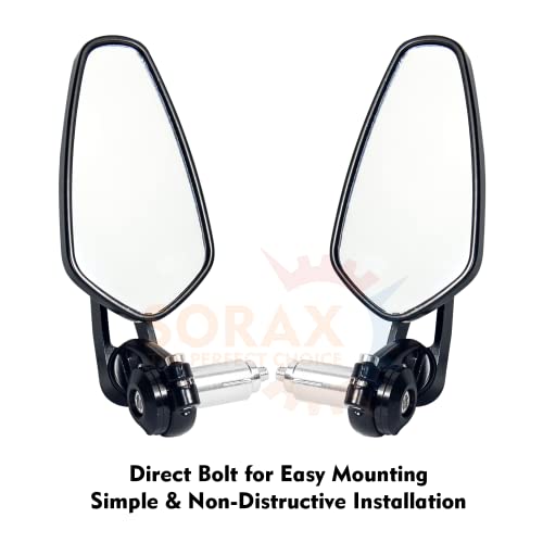 SORAX CNC Alloy Stylish Design 2-Version Mirror for Motorbike Rear view Side Handle Bar End Mirrors For All Universal Bikes (Left & Right, Pack of 2) (BLACK) - Image 4