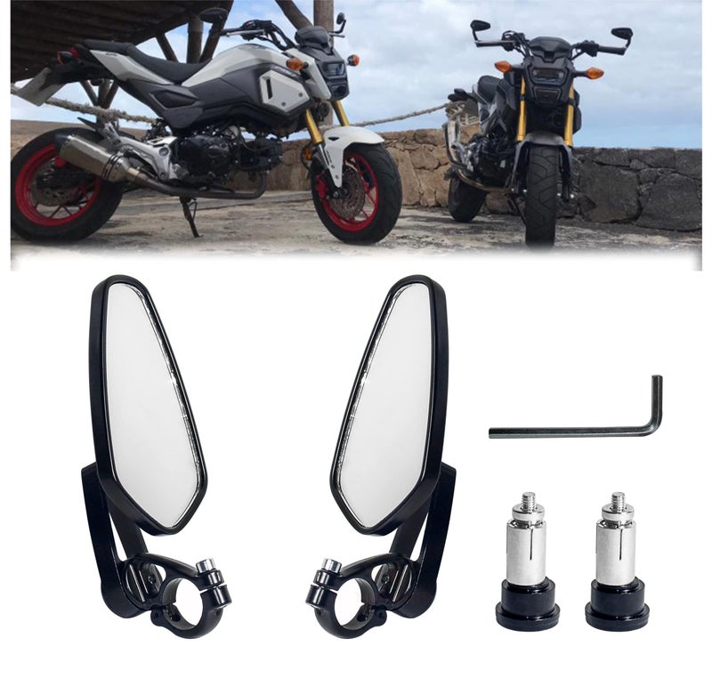 SORAX CNC Alloy Stylish Design 2-Version Mirror for Motorbike Rear view Side Handle Bar End Mirrors For All Universal Bikes (Left & Right, Pack of 2) (BLACK) - Image 5