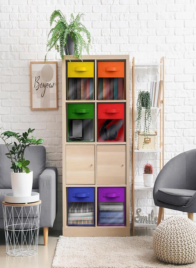 Sorbus 13 Inch Storage Bins with Clear Window - 6 Foldable Baskets for Organizing Clothes, Toys, Books - Sturdy Collapsible Fabric Storage Cubes with Handle - Storage Baskets for Shelves, Closets - Image 4