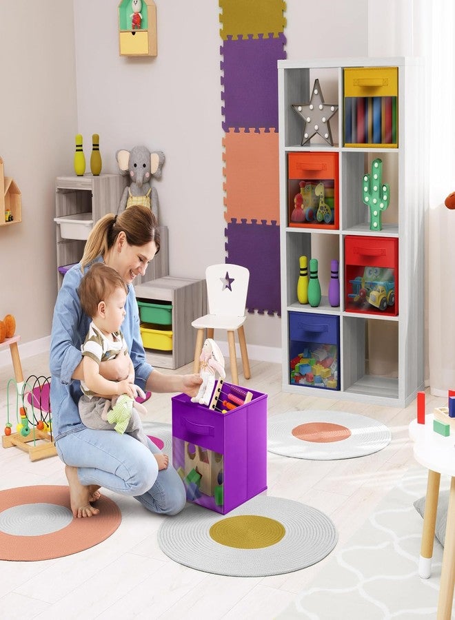 Sorbus 13 Inch Storage Bins with Clear Window - 6 Foldable Baskets for Organizing Clothes, Toys, Books - Sturdy Collapsible Fabric Storage Cubes with Handle - Storage Baskets for Shelves, Closets - Image 2