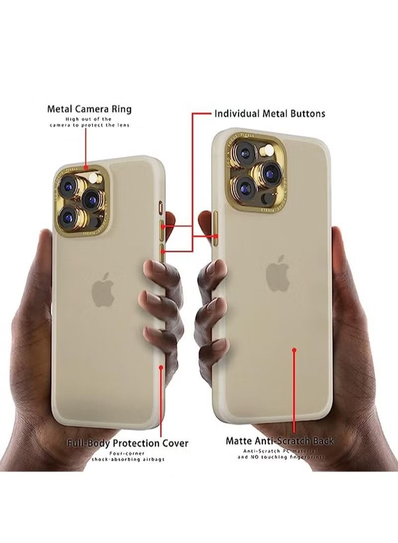 iPhone 14 Pro Mobile Case Cover, Classic Metal Camera Ring and Button, Shockproof Phone Bumper Back Cover Protection Matte Anti-Scratch Hard Back Protector(6.1in) - Image 4