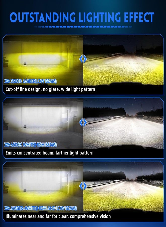 مصابيح قيادة أمامية LED من Jumpdy ومصابيح أمامية أصلية، مصابيح ضباب بيضاء/صفراء للشاحنات/السيارات/الطرق الوعرة/المركبات متعددة الاستخدامات (قطعتان) - Image 3