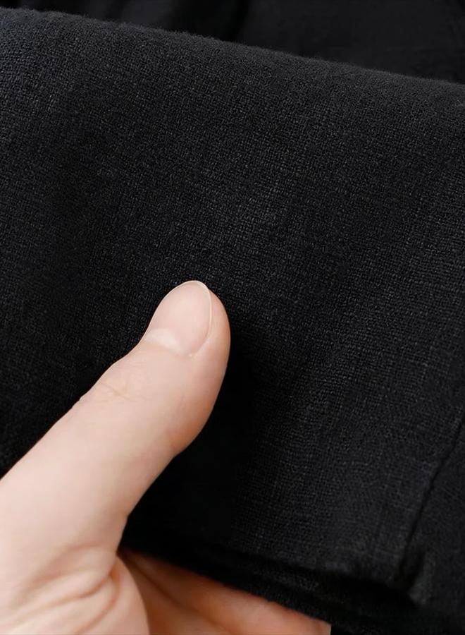 Take Two Men Black Mandarin Collar Short Sleeve Shirt - Image 3